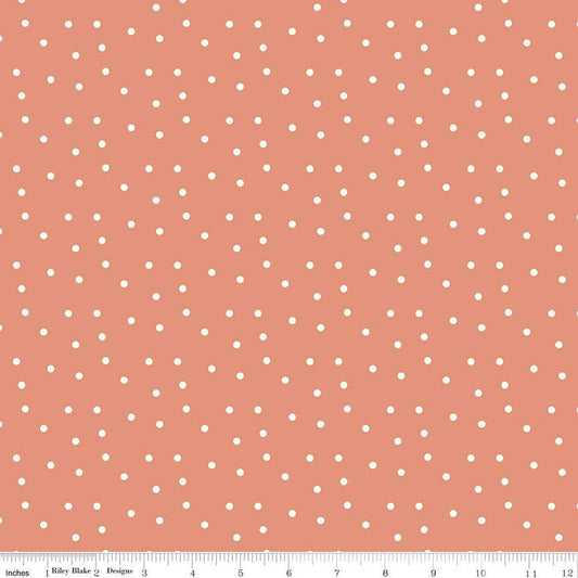 Ally's Garden Dots C13245 Salmon - Riley Blake Designs - Cream Polka Dot Dotted - Quilting Cotton Fabric