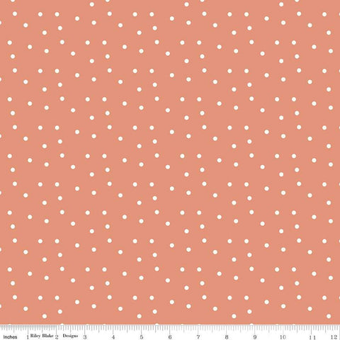 Ally's Garden Dots C13244 Salmon by Riley Blake Designs - Cream Polka Dot Dotted - Quilting Cotton Fabric