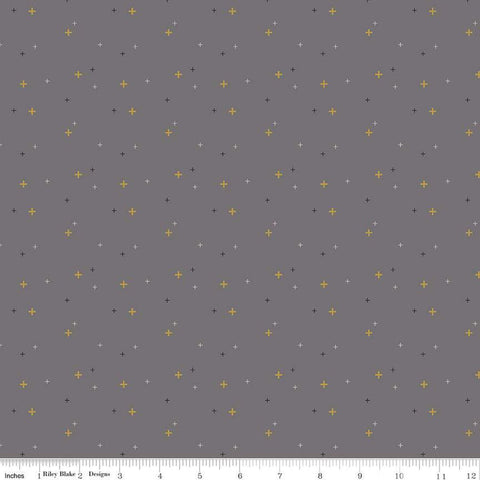 23' end of bolt - CLEARANCE Sparkler SC650 Iron SPARKLE - Riley Blake Designs - Plus Signs Gold Metallic - Quilting Cotton Fabric