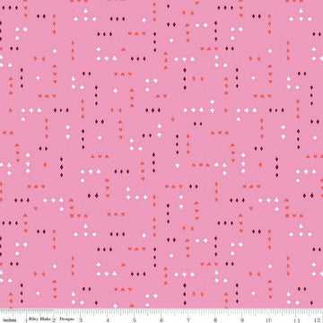 Down the Rabbit Hole Cards C12945 Pink - Riley Blake - Alice in Wonderland Hearts Diamonds Clubs Spades - Quilting Cotton Fabric