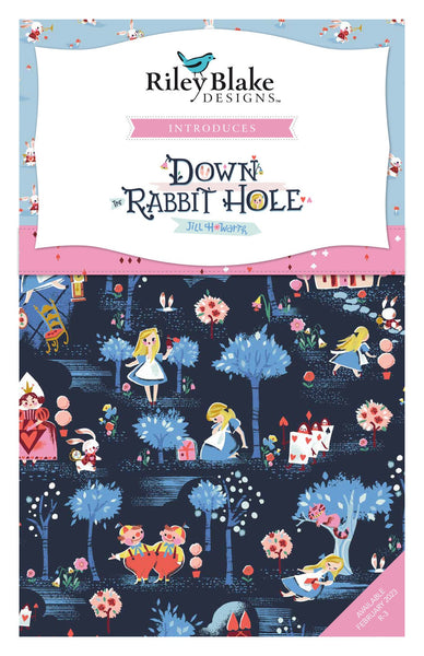 SALE Down the Rabbit Hole 2.5 Inch Rolie Polie Jelly Roll 40 pieces - Riley Blake-Precut Pre cut Bundle - Alice in Wonderland-Cotton Fabric