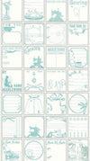 SALE Quilt Labels C13360 Aqua - Riley Blake Designs - J. Wecker Frisch - Vintage Sewing Icons - Quilting Cotton Fabric - 23 inch repeat