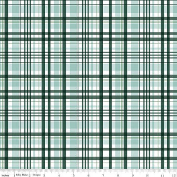 It's a Boy Plaid C13253 Hunter - Riley Blake Designs - Green Blue White - Quilting Cotton Fabric