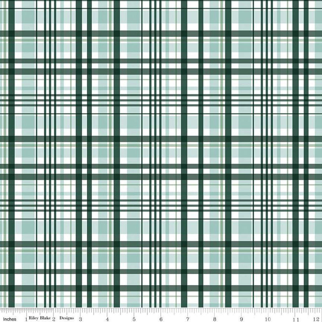SALE It's a Boy Plaid C13253 Hunter by Riley Blake Designs - Green Blue White - Quilting Cotton Fabric