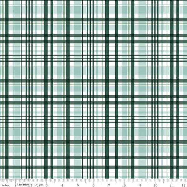 It's a Boy Plaid C13253 Hunter by Riley Blake Designs - Green Blue White - Quilting Cotton Fabric