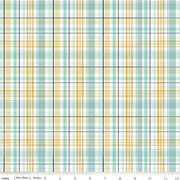 It's a Boy Plaid C13253 Multi by Riley Blake Designs - Multicolored White - Quilting Cotton Fabric