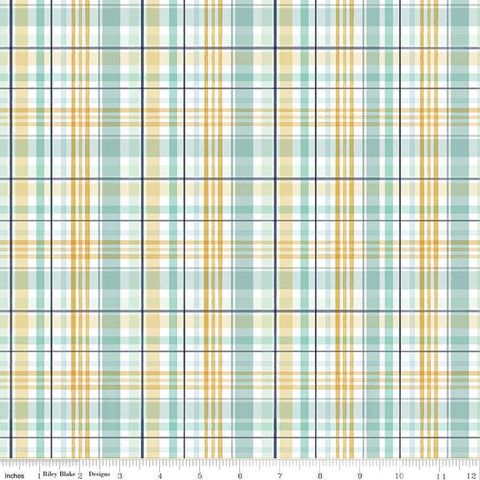 It's a Boy Plaid C13253 Multi by Riley Blake Designs - Multicolored White - Quilting Cotton Fabric