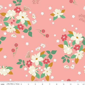 SALE Sweet Acres Main C13210 Apricot Blush - Riley Blake Designs - Floral Flowers - Quilting Cotton Fabric