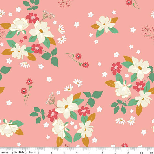 DEAL Sweet Acres Main C13210 Apricot Blush - Riley Blake Designs - Floral Flowers - Quilting Cotton Fabric