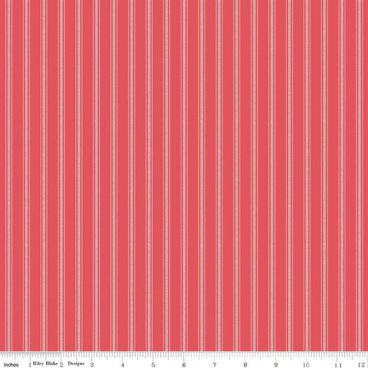 SALE Sweet Acres Ticking C13215 Sunset - Riley Blake Designs - Off-White Stripe Stripes Striped - Quilting Cotton Fabric