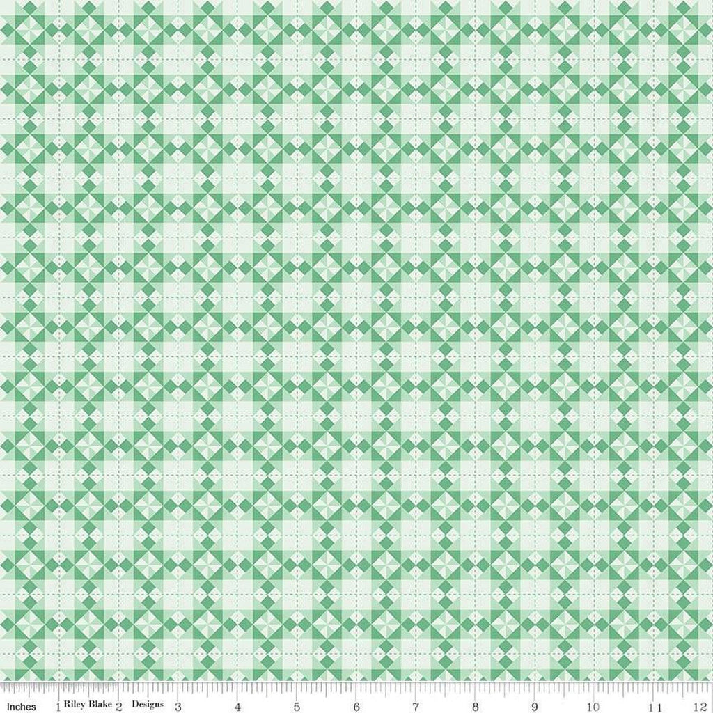 SALE Sweet Acres Barn Quilts C13216 Mint by Riley Blake Designs - Geometric Printed Quilt Blocks - Quilting Cotton Fabric