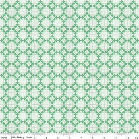 CLEARANCE Sweet Acres Barn Quilts C13216 Mint by Riley Blake Designs - Geometric Printed Quilt Blocks - Quilting Cotton Fabric