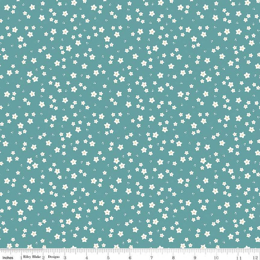 SALE Sweet Acres Scattered Flowers C13217 Aruba - Riley Blake Designs - Floral Flower - Quilting Cotton Fabric
