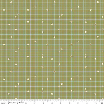 SALE Butterfly Blossom Grid C13272 Moss - Riley Blake Designs - Geometric Grid with Flowers - Quilting Cotton Fabric