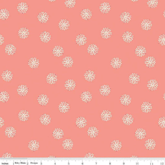 SALE Fat Quarter End of Bolt - Butterfly Blossom Floral C13274 Coral - Riley Blake Designs - Flowers Flower - Quilting Cotton Fabric