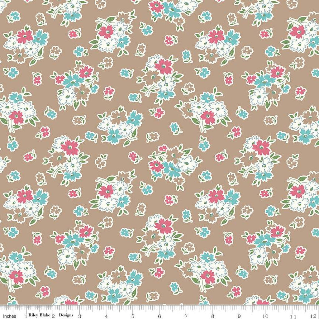 SALE Bee Vintage Nettie C13073 Tea Dye by Riley Blake Designs - Floral Flowers - Lori Holt - Quilting Cotton Fabric