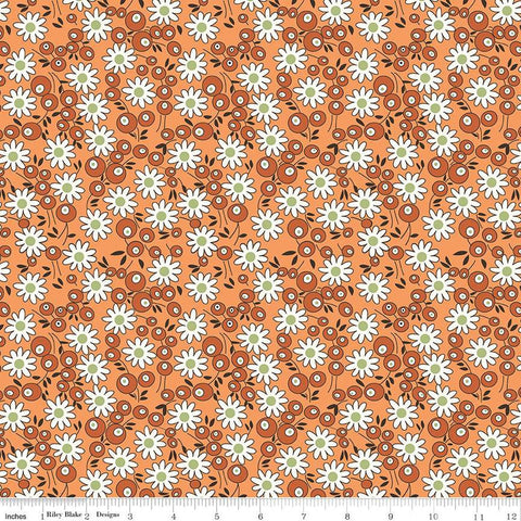SALE Bee Vintage Marje C13074 Melon by Riley Blake Designs - Floral Flowers Leaves Berries - Lori Holt - Quilting Cotton Fabric