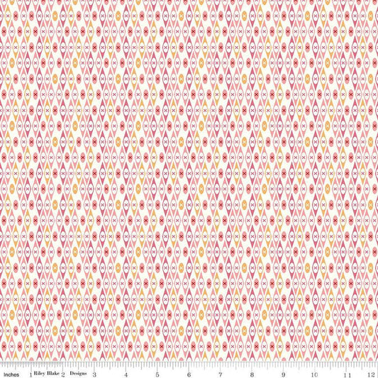 DEAL Bee Vintage Edith C13084 Pink - Riley Blake Designs - Geometric Diamonds Xs - Lori Holt - Quilting Cotton Fabric