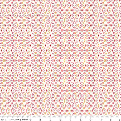 SALE Bee Vintage Edith C13084 Pink by Riley Blake Designs - Geometric Diamonds Xs - Lori Holt - Quilting Cotton Fabric