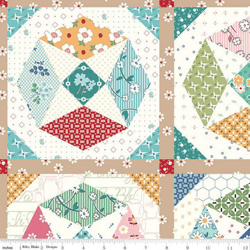 Bee Vintage Cheater Printed Quilt Blocks Fabric CH13091 - Lori Holt Riley Blake Quilting Cotton Fabric