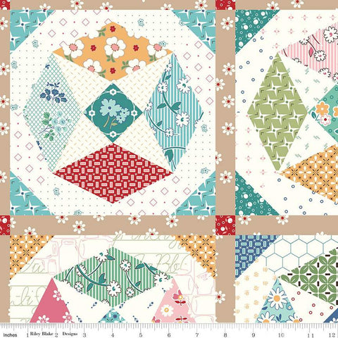 SALE Bee Vintage Cheater Print CH13091 by Riley Blake Designs - PRINTED Quilt Blocks - Lori Holt - Quilting Cotton Fabric