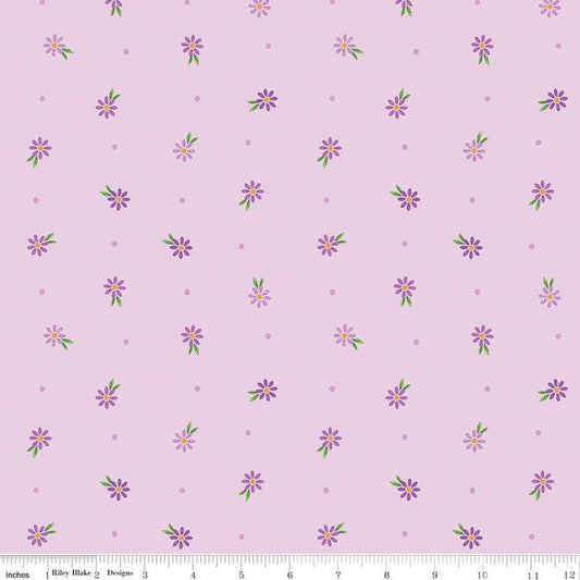 33" End of Bolt - SALE Strength in Lavender Ditsy C13224 Lavender - Riley Blake - Cancer Awareness Floral Flowers - Quilting Cotton Fabric