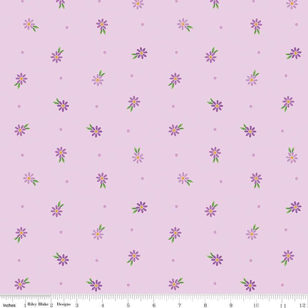 SALE Strength in Lavender Ditsy C13224 Lavender by Riley Blake Designs - Cancer Awareness Floral Flowers - Quilting Cotton Fabric