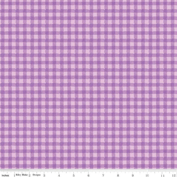 Strength in Lavender PRINTED Gingham C13225 Lavender by Riley Blake Designs - Cancer Awareness 1/4" Checks - Quilting Cotton Fabric