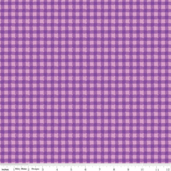 Strength in Lavender PRINTED Gingham C13225 Violet by Riley Blake Designs - Cancer Awareness 1/4" Checks - Quilting Cotton Fabric