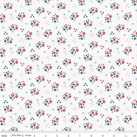 Red, White and True Ditzy C13184 Off White by Riley Blake Designs - Patriotic Floral Flowers - Quilting Cotton Fabric