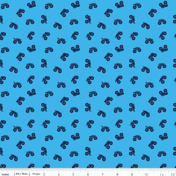 SALE Hot Wheels Monster Trucks Silhouette C12953 Blue - Riley Blake Designs - Trucks Truck - Quilting Cotton Fabric