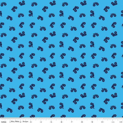 SALE Hot Wheels Monster Trucks Silhouette C12953 Blue - Riley Blake Designs - Trucks Truck - Quilting Cotton Fabric