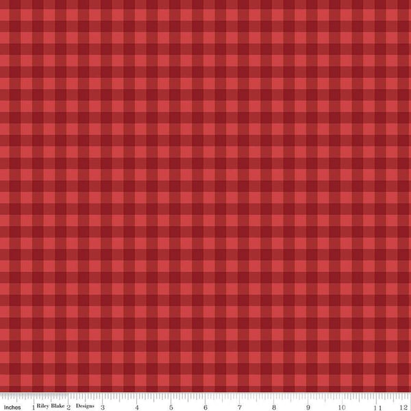 SALE Red, White and True Plaid C13186 Red by Riley Blake Designs - Patriotic 3/8" PRINTED Gingham Check - Quilting Cotton Fabric