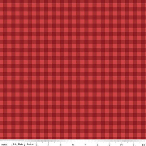 Red, White and True Plaid C13186 Red by Riley Blake Designs - Patriotic 3/8" PRINTED Gingham Check - Quilting Cotton Fabric
