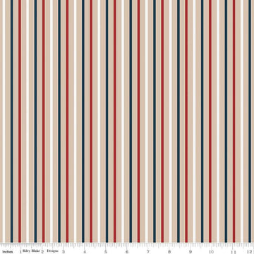 SALE 33" End of Bolt - Red, White & True Stripes C13188 Beach - Riley Blake Designs - Patriotic Stripe Striped - Quilting Cotton Fabric