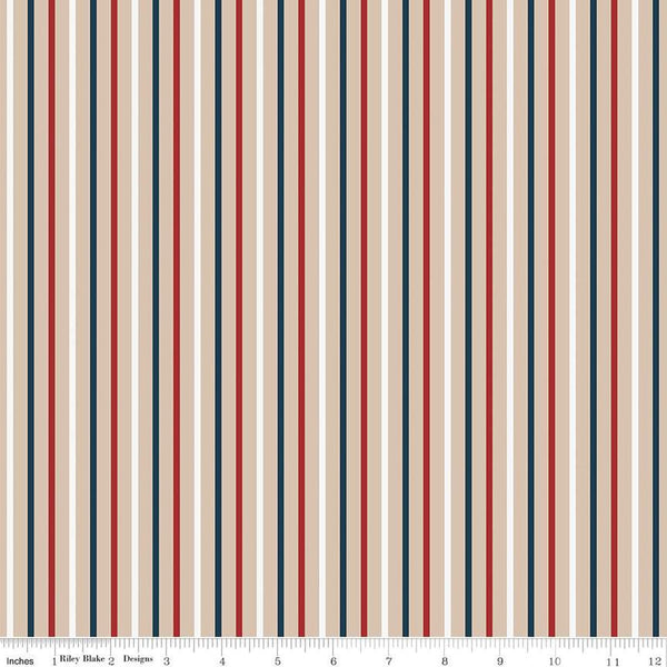 SALE Red, White and True Stripes C13188 Beach by Riley Blake Designs - Patriotic Stripe Striped - Quilting Cotton Fabric