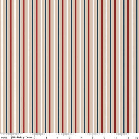 SALE Red, White and True Stripes C13188 Beach by Riley Blake Designs - Patriotic Stripe Striped - Quilting Cotton Fabric