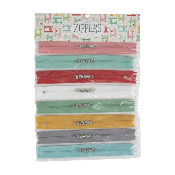 SALE Lori Holt Happy Zippers ST-22902 - Riley Blake Designs - Package of 8 Assorted Colors