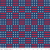 SALE Land of the Brave Stars & Stripes C13141 Navy - Riley Blake Designs - Patriotic Checkerboard Pattern - Quilting Cotton Fabric