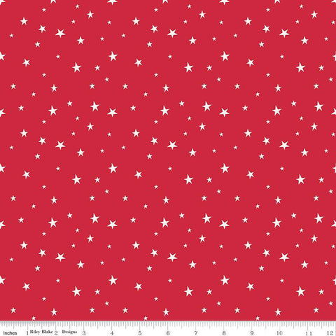 20" End of Bolt - Land of the Brave Stars C13146 Red by Riley Blake Designs - Patriotic Independence Day Red/Cream - Quilting Cotton Fabric