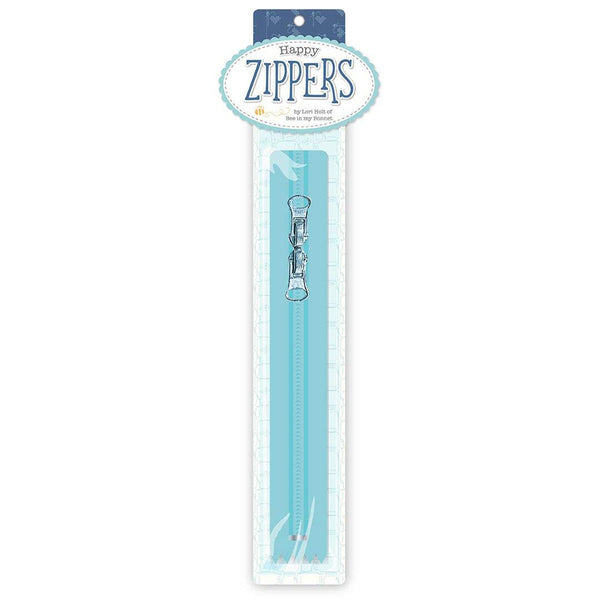 SALE Lori Holt 16" Happy Zipper ST-30016 Aqua - Riley Blake Designs - Individually Packaged Blue with Two Zipper Pulls