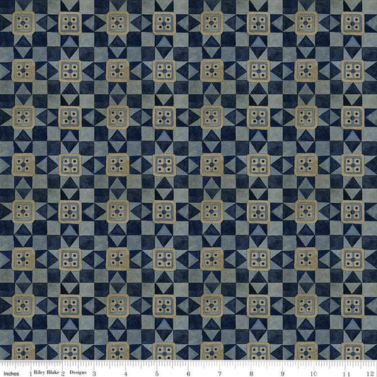Bright Stars Quilt Blocks C13104 Blue - Riley Blake Designs - Patriotic Folk Art Geometric - Quilting Cotton Fabric