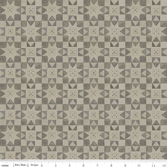 16" End of Bolt - SALE Bright Stars Quilt Blocks C13104 Taupe - Riley Blake Designs - Patriotic Folk Art Geometric - Quilting Cotton Fabric