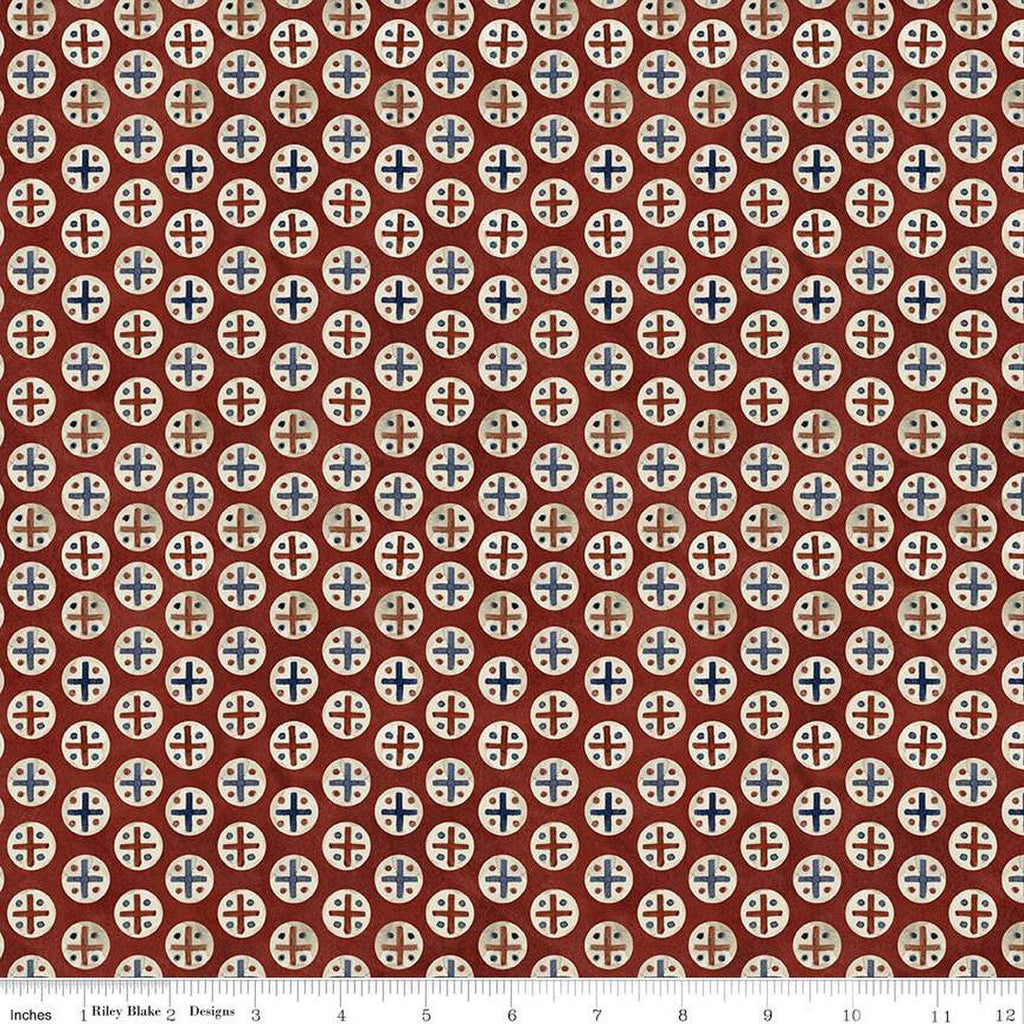 Bright Stars Dots C13105 Red - Riley Blake Designs - Patriotic Folk Art Circles Dots Crisscrosses - Quilting Cotton Fabric