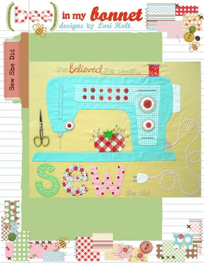 SALE Sew She Did Quilt PATTERN P018 by Lori Holt - Riley Blake Designs - INSTRUCTIONS Only - Appliqued Sewing Machine Mini Quilt