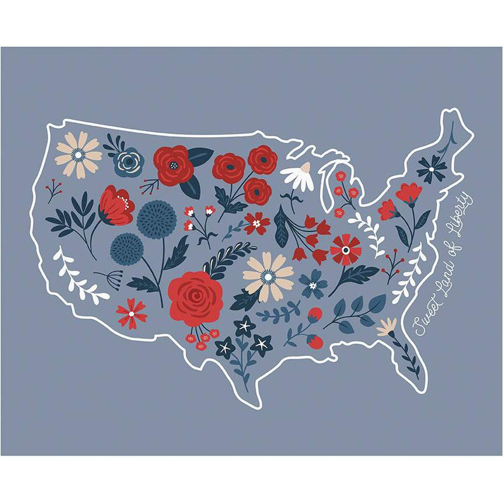 Red, White and True Sweet Land of Liberty Panel P13190 by Riley Blake Designs - Patriotic United States Floral - Quilting Cotton Fabric
