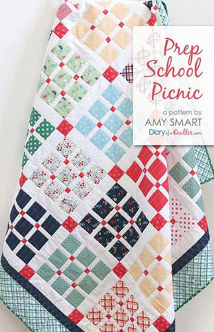 SALE Prep School Picnic Quilt PATTERN P123 by Amy Smart - Riley Blake Designs - INSTRUCTIONS Only - Framed Nine-Patch Multiple Sizes