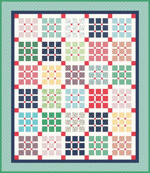 Prep School Picnic Quilt PATTERN P123 by Amy Smart - Riley Blake Designs - INSTRUCTIONS Only - Framed Nine-Patch Multiple Sizes