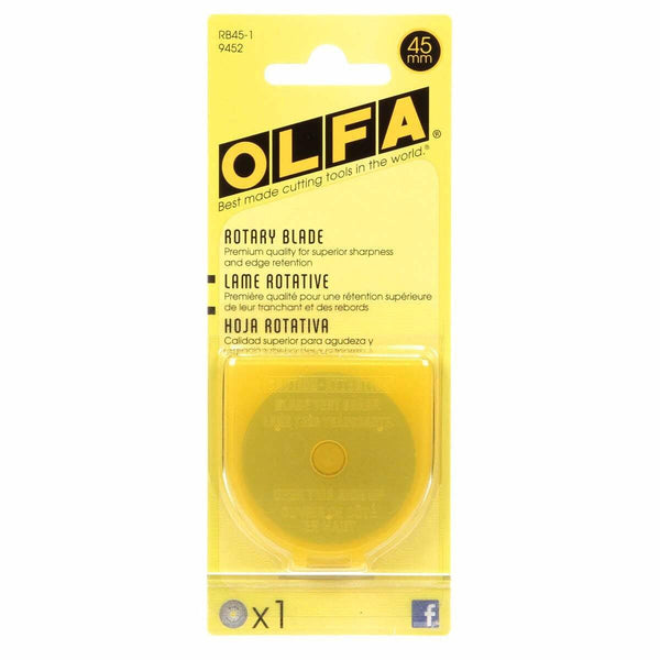 SALE Olfa Rotary Blade N004-RB45-1 - SINGLE BLADE Package of 1 - Fits all Olfa 45 mm Rotary Cutters - Tungsten Tool Steel - 1-Pack