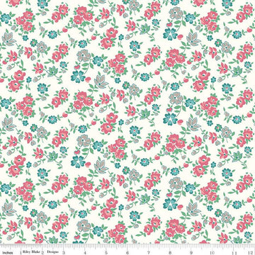 SALE Bee Vintage Carol C13071 Cloud - Riley Blake Designs - Floral Flowers - Lori Holt - Quilting Cotton Fabric